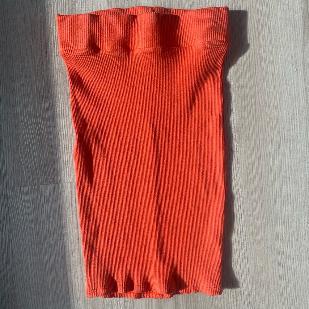 NAKED WARDROBE- Orange High Waisted Snatched Mini Skirt
